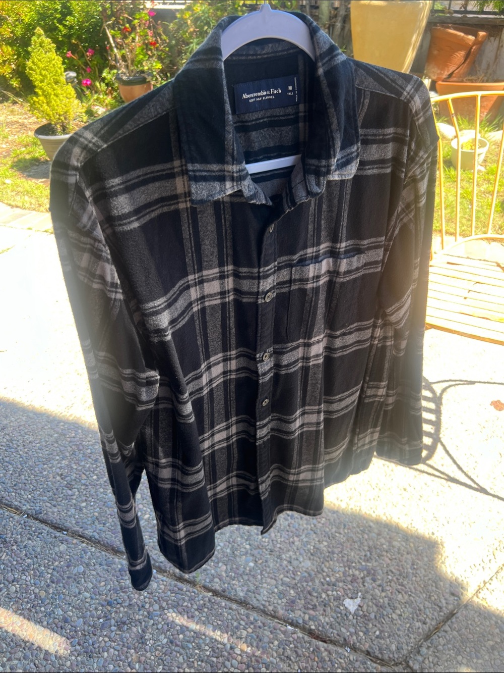 Abercrombie & Fitch Black and Gray Plaid Shirt Jacket